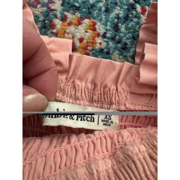 Abercrombie & Fitch Smocked Bodice Easy Maxi Dress Pink Size XS Boho Milkmaid - Picture 8 of 13